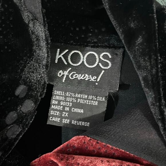 Koos Of Course Vintage Velour Silk Blended Button Down Blouse Top Size 2X - Picture 7 of 9